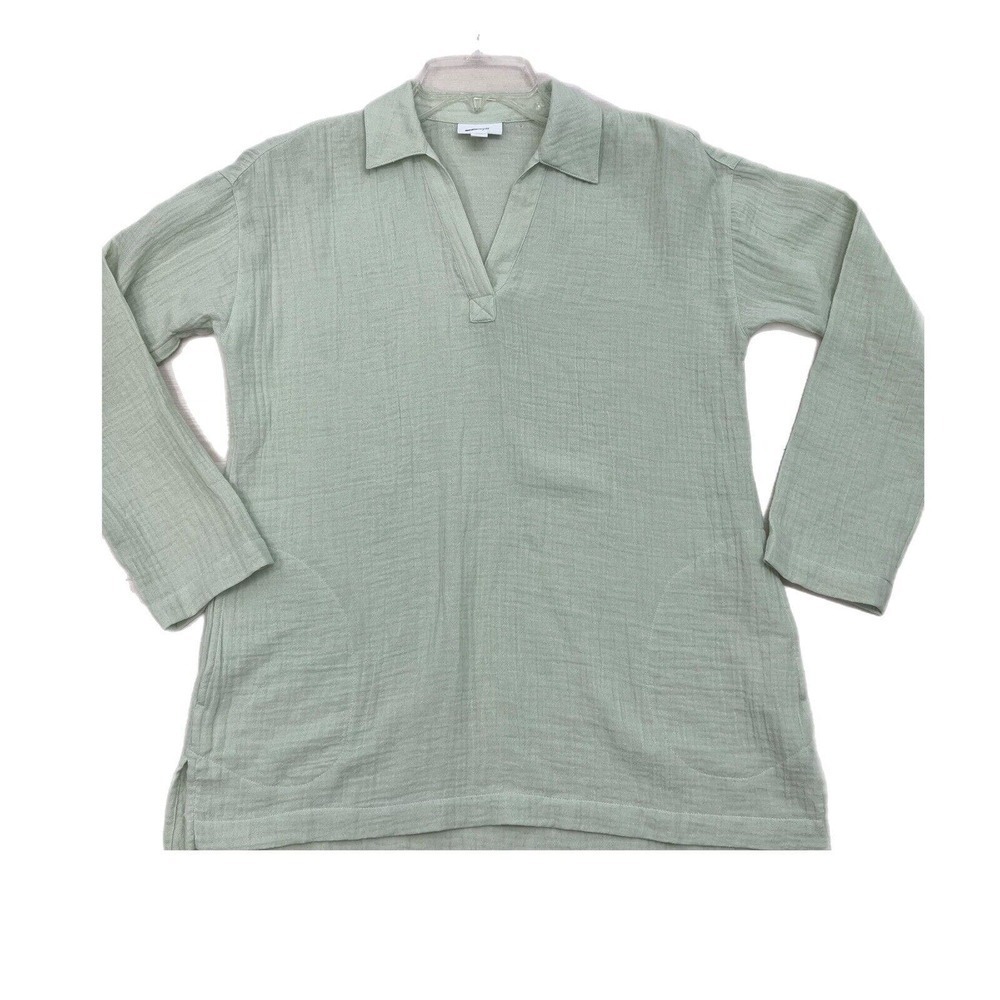 Pure J Jill Size XS Petite Organic Cotton Gauze Tunic Top Oversize Light Green